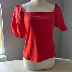 H&M Bold Red Puff Sleeve Blouse